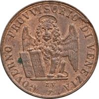 Italian States coin 3 Centesimi (1849) obverse obverse of 3 Centesimi (1849) coin with KM# 808 from Italian States. Inscription: GOVERNO PROVVISORIO DI VENEZIA *