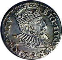 Livonia coin 3 Grossus - Sigismund III (1593) obverse obverse of 3 Grossus - Sigismund III (1593) coin with KM# 14 from Livonia. Inscription: SIG III D:G REX PO D LIV