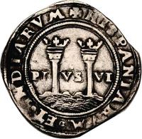 Mexico coin 1 Real - Carlos I (1542 - 1555) reverse reverse of 1 Real - Carlos I (1542 - 1555) coin with MB# 9 from Mexico.