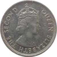 obverse of 25 Cents - Elizabeth II - 1'st Portrait (1974 - 2015) coin with KM# 36 from Belize. Inscription: QUEEN ELIZABETH THE SECOND