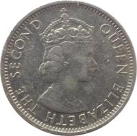 Belize coin 25 Cents - Elizabeth II - 1'st Portrait (1974 - 2015) obverse obverse of 25 Cents - Elizabeth II - 1'st Portrait (1974 - 2015) coin with KM# 36 from Belize. Inscription: QUEEN ELIZABETH THE SECOND