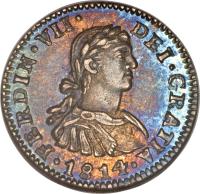 obverse of 1/2 Real - Fernando VII (1808 - 1814) coin with KM# 73 from Mexico. Inscription: FERDIN · VII