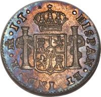 Mexico coin 1/2 Real - Fernando VII (1808 - 1814) reverse reverse of 1/2 Real - Fernando VII (1808 - 1814) coin with KM# 73 from Mexico.
