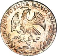 Mexico coin 4 Reales (1827 - 1870) obverse obverse of 4 Reales (1827 - 1870) coin with KM# 375 from Mexico. Inscription: REPUBLICA MEXICANA