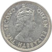 obverse of 5 Cents - Elizabeth II - 1'st Portrait (1976 - 2009) coin with KM# 34a from Belize. Inscription: QUEEN ELIZABETH THE SECOND
