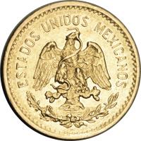 obverse of 5 Pesos (1905 - 1955) coin with KM# 464 from Mexico. Inscription: ESTADOS UNIDOS MEXICANOS