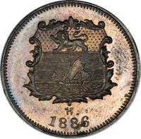 North Borneo coin 1/2 Cent (1885 - 1907) obverse obverse of 1/2 Cent (1885 - 1907) coin with KM# 1 from North Borneo. Inscription: H 1886