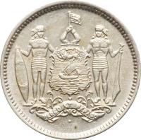 obverse of 25 Cents (1929) coin with KM# 6 from North Borneo. Inscription: PERGO ET PERAGO H