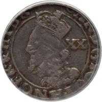 Scotland coin 20 Pence - Charles I (1637) obverse obverse of 20 Pence - Charles I (1637) coin with SP# 5550 from Scotland. Inscription: XX CAR · D · G · SCOT · ANG · FR · & · HIB · R ·
