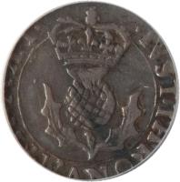 Scotland coin 20 Pence - Charles I (1637) reverse reverse of 20 Pence - Charles I (1637) coin with SP# 5550 from Scotland. Inscription: IVST · THRONVUM · FIRMAT ·