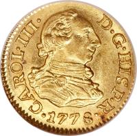 Spain coin 1/2 Escudo - Carlos III (1772 - 1785) obverse obverse of 1/2 Escudo - Carlos III (1772 - 1785) coin with KM# 415 from Spain.