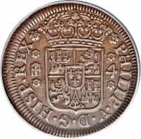 Spain coin 4 Maravedis - Felipe V (1741 - 1744) obverse obverse of 4 Maravedis - Felipe V (1741 - 1744) coin with KM# 365 from Spain. Inscription: PHILIP · V · D · G · HISP · REX 4