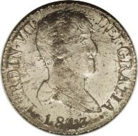 obverse of 2 Reales - Fernando VII (1810 - 1833) coin with KM# 460 from Spain. Inscription: FERDIN · VII · DEI · GRATIA · 1811 ·