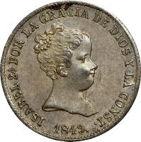 Spain coin 1 Real - Isabel II (1837 - 1852) obverse obverse of 1 Real - Isabel II (1837 - 1852) coin with KM# 518 from Spain.