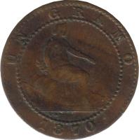 obverse of 1 Centimo - Provisional Government (1870) coin with KM# 660 from Spain. Inscription: UN GRAMO L.M. 1870