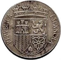 Spain coin 10 Centimos - 2'nd Republic (1938) obverse obverse of 10 Centimos - 2'nd Republic (1938) coin with KM# 756 from Spain. Inscription: REPVBLICA ESPAÑOLA