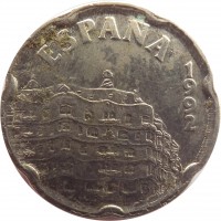 obverse of 50 Pesetas - Juan Carlos I - 1992 Olypic Games in Barcelona (1992) coin with KM# 906 from Spain. Inscription: ESPAÑA 1992