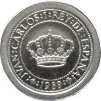 Spain coin 100 Pesetas - Juan Carlos I - 5th Centennial of the Discovery of America (1989) obverse obverse of 100 Pesetas - Juan Carlos I - 5th Centennial of the Discovery of America (1989) coin with KM# 834 from Spain. Inscription: JUAN CARLOS I REY DE ESPAÑA 1989