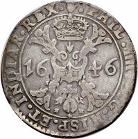 Spanish Netherlands coin 1 Patagon - Felipe IV (1621 - 1665) obverse obverse of 1 Patagon - Felipe IV (1621 - 1665) coin with KM# 53 from Spanish Netherlands. Inscription: · PHIL · IIII · D · G · HISP · ET · INDIAR · REX · 1631