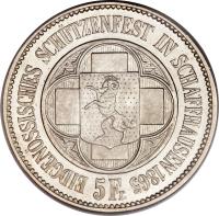 Switzerland coin 5 Francs - Shooting Festival (1865) obverse obverse of 5 Francs - Shooting Festival (1865) coin with X# S8 from Switzerland.
