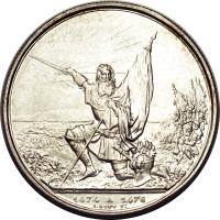 reverse of 5 Francs - Shooting Festival (1874) coin with X# S12 from Switzerland. Inscription: 1474 A 1476 A.BOVY FY.