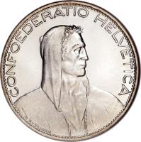 Switzerland coin 5 Francs (1924 - 1928) obverse obverse of 5 Francs (1924 - 1928) coin with KM# 38 from Switzerland.