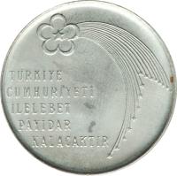 Turkey coin 50 Lira - Republic (1973) reverse reverse of 50 Lira - Republic (1973) coin with KM# 902 from Turkey.