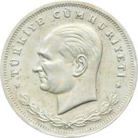 obverse of 100 Kuruş (1934) coin with KM# 860 from Turkey.
