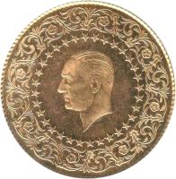 obverse of 100 Kuruş - Kemal Atatürk (1942 - 2010) coin with KM# 872 from Turkey.