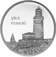 Turkey coin 50 Lira - Şile Feneri (2012) obverse obverse of 50 Lira - Şile Feneri (2012) coin with KM# 1290 from Turkey. Inscription: ŞİLE FENERİ