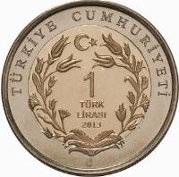Turkey coin 1 Lira - Monk Seal (2013) reverse reverse of 1 Lira - Monk Seal (2013) coin from Turkey. Inscription: TÜRKIYE CUMHURIYETI 1 TÜRK LIRASI 2013