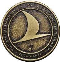 Turkey coin 20 Lira - Turkish Airlines (2013) reverse reverse of 20 Lira - Turkish Airlines (2013) coin from Turkey. Inscription: TÜRKİYE CUMHURİYETİ REPUBLIC OF TURKEY 2013 20 Türk Lirası