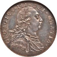 obverse of 6 Pence - George III (1787) coin with KM# 606 from United Kingdom. Inscription: GEORGIVS · III · DEI · GRATIA ·