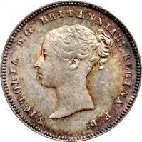 United Kingdom coin 4 Pence - Victoria - Maundy Coinage; 1'st Portrait (1838 - 1887) obverse obverse of 4 Pence - Victoria - Maundy Coinage; 1'st Portrait (1838 - 1887) coin with KM# 732 from United Kingdom. Inscription: VICTORIA D:G: BRITANNIAR: REGINA F:D: