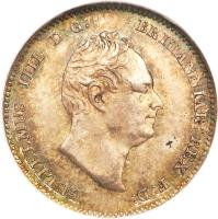 obverse of 3 Pence - William IV - Maundy Coinage (1831 - 1837) coin with KM# 710 from United Kingdom. Inscription: GULIELMUS IIII D:G: BRITANNIAR:REX:F:D:
