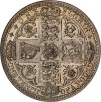 United Kingdom coin 1 Florin - Victoria (1848 - 1849) reverse reverse of 1 Florin - Victoria (1848 - 1849) coin with KM# 745 from United Kingdom. Inscription: ONE FLORIN ONE TENTH OF A POUND