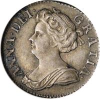 obverse of 6 Pence - Anne (1707 - 1711) coin with KM# 522 from United Kingdom. Inscription: ANNA · DEI · GRATIA ·