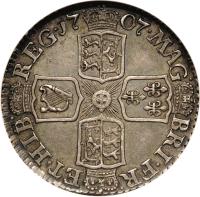 reverse of 6 Pence - Anne (1707 - 1711) coin with KM# 522 from United Kingdom. Inscription: MAG · BRI · FR · ET · HIB · REG · 17 07 ·