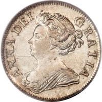 obverse of 1 Shilling - Anne (1707 - 1711) coin with KM# 523 from United Kingdom. Inscription: ANNA · DEI · GRATIA