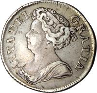 obverse of 1 Shilling - Anne (1710 - 1714) coin with KM# 533 from United Kingdom. Inscription: ANNA · DEI · GRATIA ·