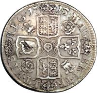 United Kingdom coin 1 Shilling - Anne (1710 - 1714) reverse reverse of 1 Shilling - Anne (1710 - 1714) coin with KM# 533 from United Kingdom. Inscription: MAG · BRI · FR · ET · HIB · REG · 17 13 ·
