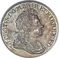 obverse of 1 Shilling - George I (1715 - 1723) coin with KM# 539 from United Kingdom. Inscription: GEORGIVS · D:G · M · BR · FR:E:T:HIB · REX · F · D ·