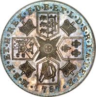 United Kingdom coin 1 Shilling - George III (1787 - 1798) reverse reverse of 1 Shilling - George III (1787 - 1798) coin with KM# 607 from United Kingdom. Inscription: B · ET · L · D · S · R · I · A · T · ET · E · · M · B · F · ET · H · REX · F · D · 1787