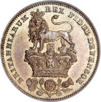 reverse of 6 Pence - George IV (1826 - 1829) coin with KM# 698 from United Kingdom. Inscription: BRITANNIARUM REX FIDEI DEFENSOR