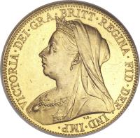 United Kingdom coin 1/2 Sovereign - Victoria - 3'rd Portrait (1893 - 1901) obverse obverse of 1/2 Sovereign - Victoria - 3'rd Portrait (1893 - 1901) coin with KM# 784 from United Kingdom. Inscription: VICTORIA · DEI · GRA · BRITT · REGINA · FID · DEF · IND · IMP T.B.