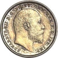 obverse of 2 Pence - Edward VII - Maundy Coinage (1902 - 1910) coin with KM# 796 from United Kingdom. Inscription: EDWARDVS VII D:G: BRITT: OMN: REX REGINA · F:D: IND: IMP: