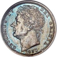 obverse of 1/2 Farthing - George IV (1828 - 1830) coin with KM# 704 from United Kingdom. Inscription: GEORGIUS IV DEI GRATIA 1830