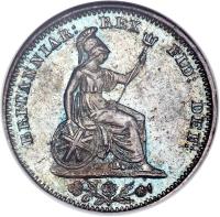 reverse of 1/2 Farthing - George IV (1828 - 1830) coin with KM# 704 from United Kingdom. Inscription: BRITANNIAR: REX FID: DEF: