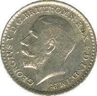 obverse of 1 Penny - George V - Maundy Coinage; 1'st Portrait (1921 - 1927) coin with KM# 811a from United Kingdom. Inscription: GEORGIVS V D.G: BRITT: OMN: REX F.D. IND:IMP: B.M.