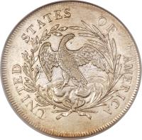 United States coin 1 Dollar - Draped Bust Dollar; Small eagle (1795 - 1798) reverse reverse of 1 Dollar - Draped Bust Dollar; Small eagle (1795 - 1798) coin with KM# 18 from United States. Inscription: UNITED STATES OF AMERICA